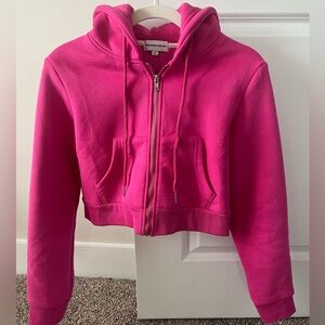 Strawberry Milk Mob Hot Pink Cropped Zip Hoodie S